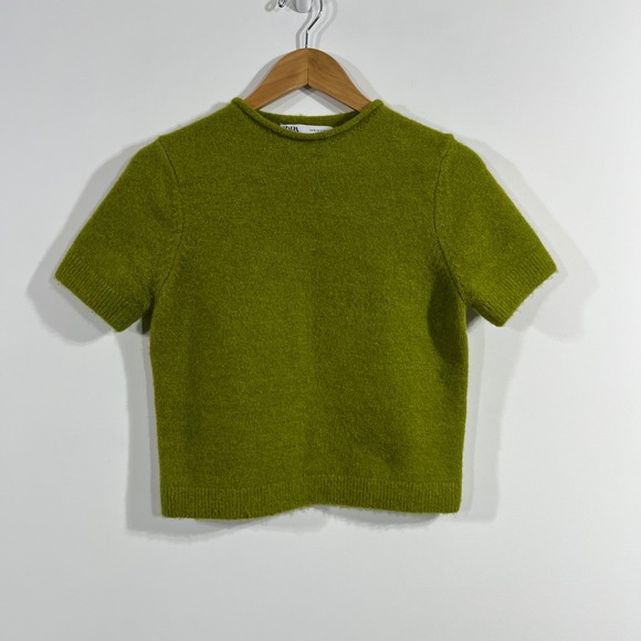 Zara Sweaters - Zara Preppy Old Money Fisherman Rollneck Knit Sweater Chartreuse Cropped Medium